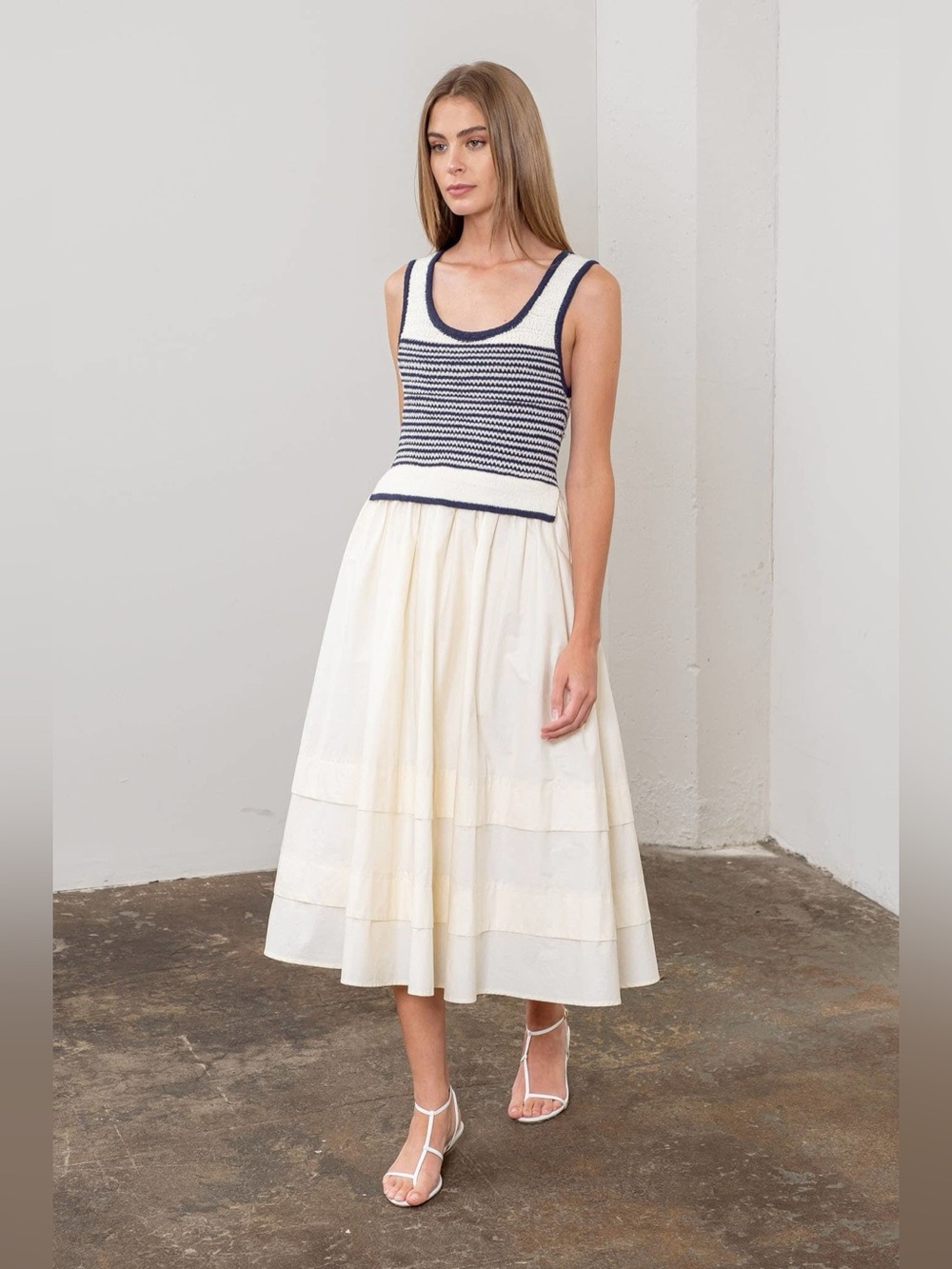 MOON RIVER Sleeveless Stripe Maxi Sundress